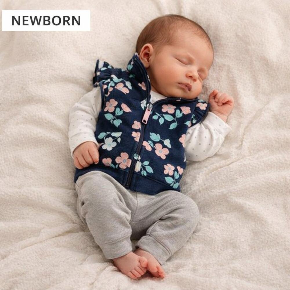 Carter’s Baby Girl 3PC Navy Floral Vest Set Newborn NWT